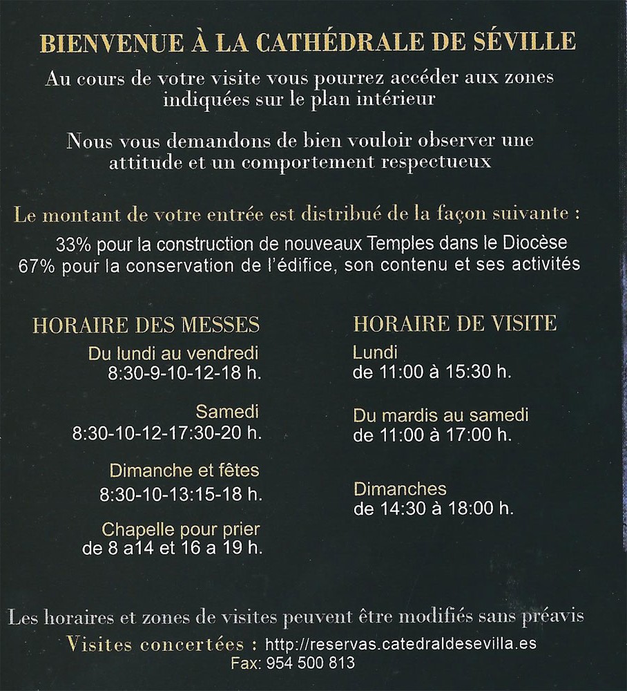 horaires cathédrale séville espagne