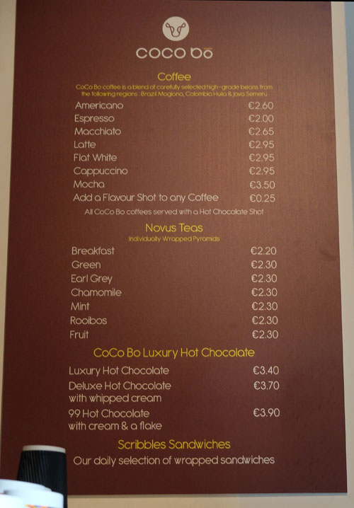 menu coco bo dublin chocolat chaud