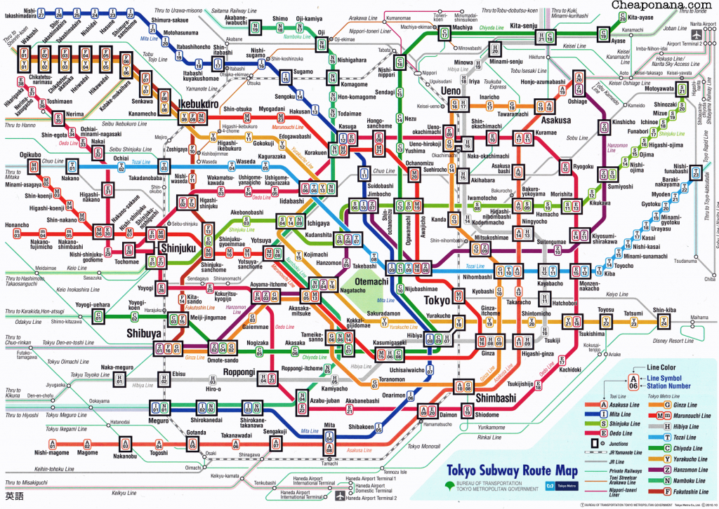 La carte de métro de Tokyo au Japon